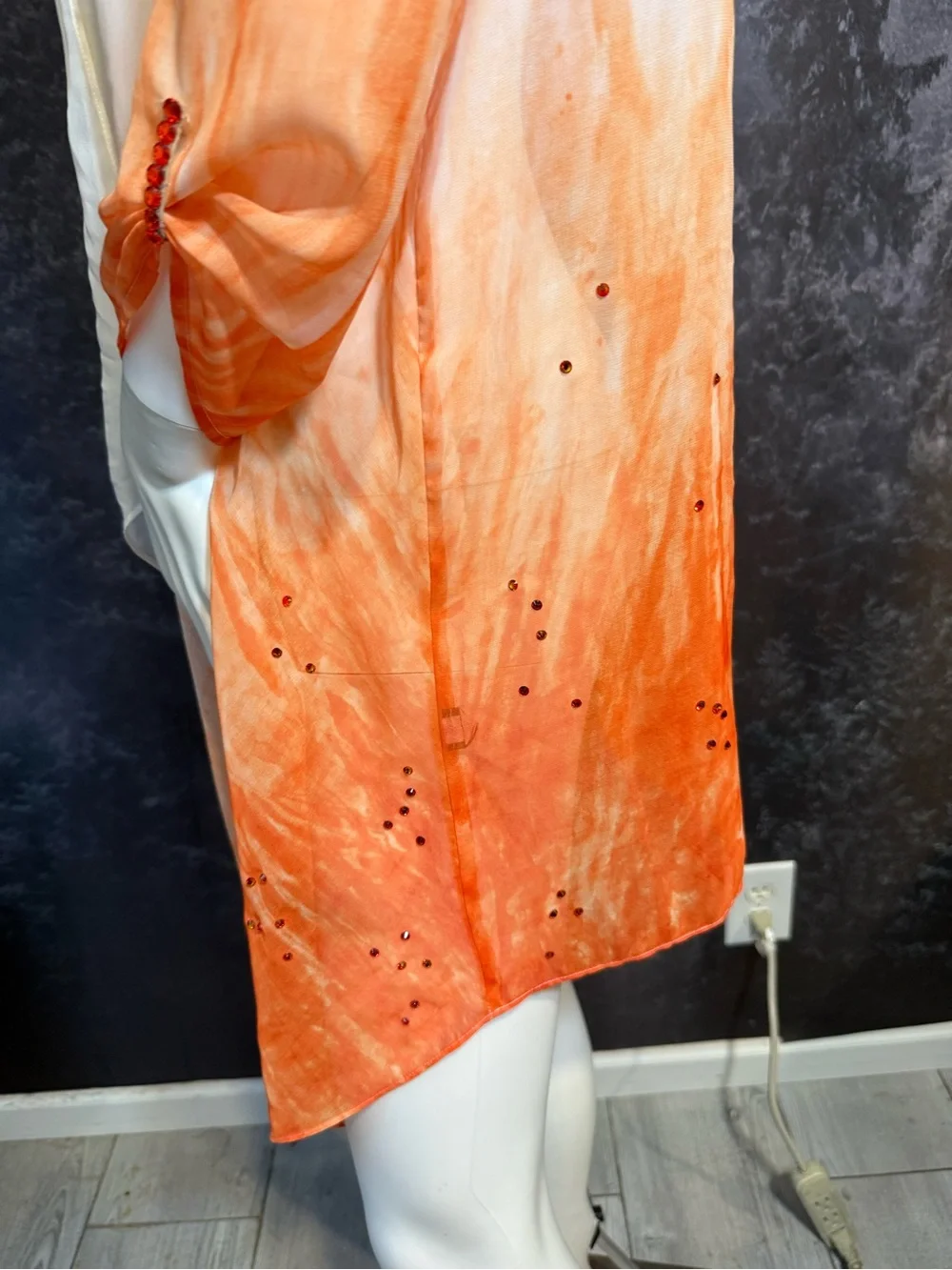 Source Unknown White to Orange Ombre Swim Coverup